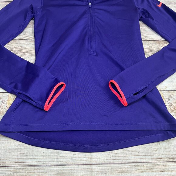 Nike Pro Dri-FIT Purple Half Zip Pullover Size Small Thumbholes Workout Running - Picture 13 of 14